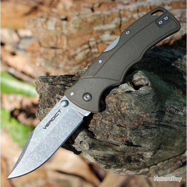 Couteau Cold Steel Verdict FDE Lame Acier 4116 Clip Point Manche GFN Lockback Clip CSFLC3CPSSFDE