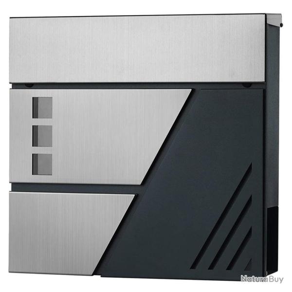 Bo�te aux lettres murale avec fen�tres de visualisation en acier inoxydable pour portail porte d'en