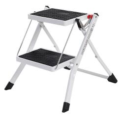 &Eacute;chelle marchepied pliante 2 marches antid&eacute;rapant en acier fini en poudre 150 kg capacit&eacute; v&eacute;rifi&eacute; e