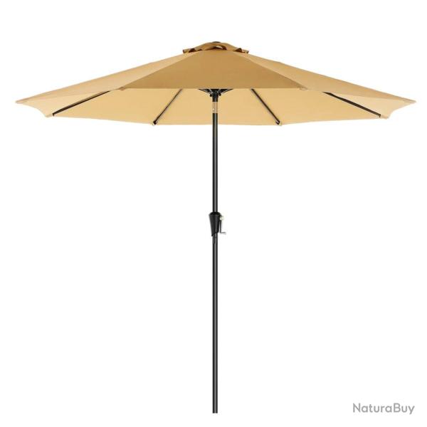 Parasol de jardin diam�tre 3 m ombrelle protection UPF 50+ toile polyester octogonale inclinable ma