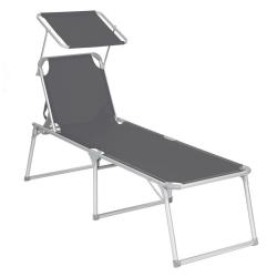 Chaise longue bain de soleil transat de relaxation grand mod&egrave;le 65 x 200 x 48 cm charge 150 kg avec