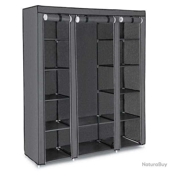 Armoire de rangement XXL penderie dressing en tissu non-tiss� 175 x 150 x 45 cm gris 12_0002301