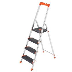&Eacute;chelle 4 marches en aluminium escabeau largeur de la marche 12 cm pliable plateau &agrave; outil pieds an