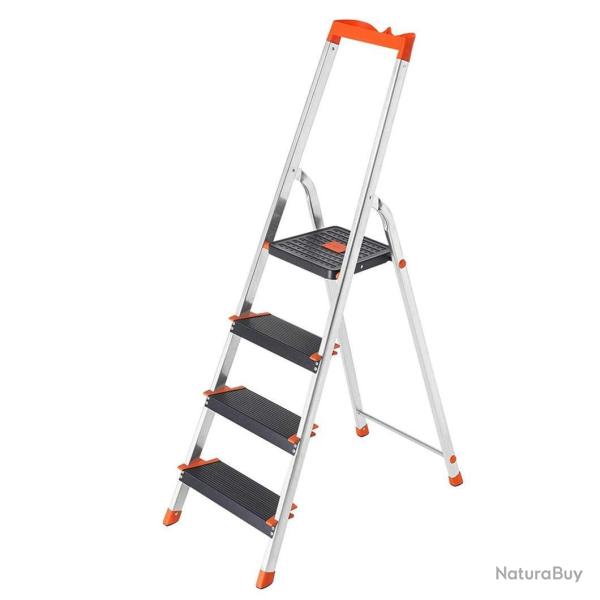 �chelle 4 marches en aluminium escabeau largeur de la marche 12 cm pliable plateau � outil pieds an