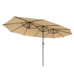 Parasol double 460 x 270 cm ombrelle extra large pour terrasse protection UPF 50+ avec manivelle po