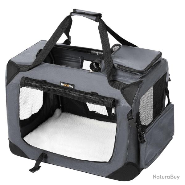 Sac de transport pour chien caisse pliable pour chat 70 x 52 x 52 cm gris 12_0001243