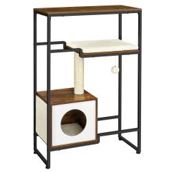 Arbre &agrave; chat maison niche gain de place 114 cm marron rustique 12_0001139