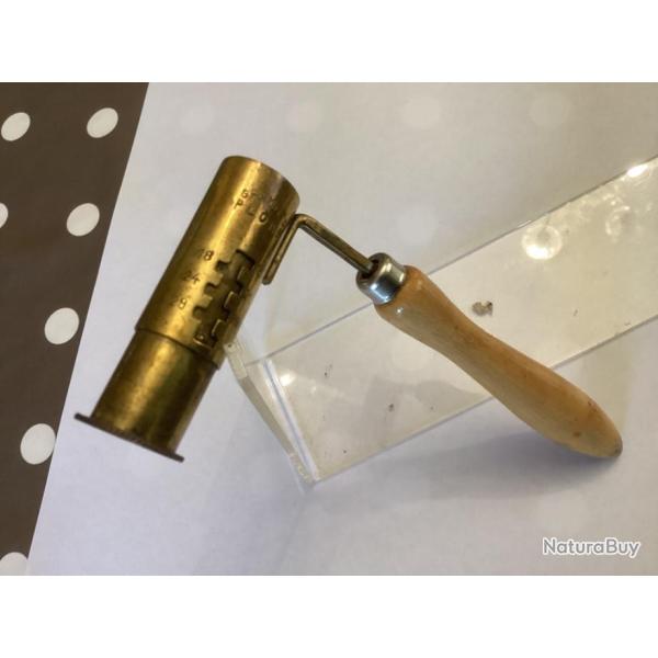 ancien doseur laiton grand r�servoir mixte pour poudre T et plomb - � curseur