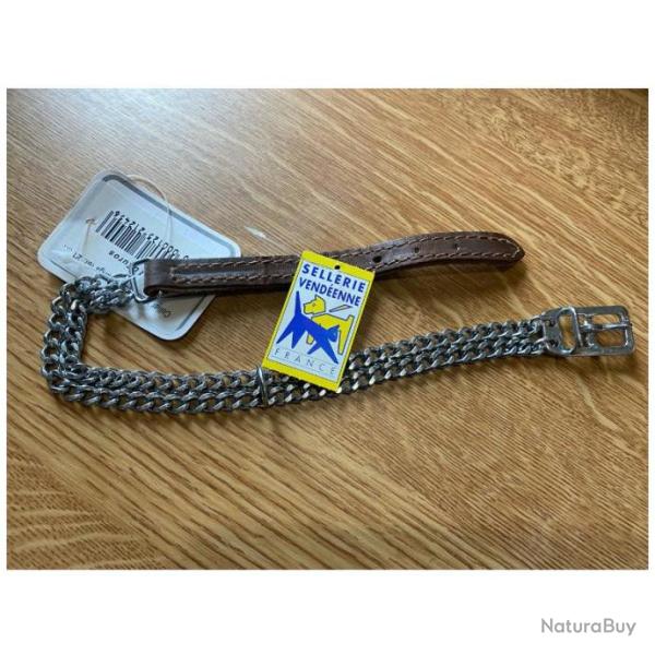 COLLIER METALLIQUE AVEC PATTE CUIR