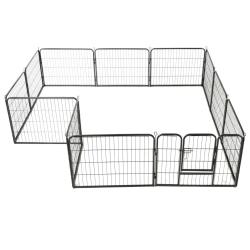 Parc pour chiens 12 panneaux acier 80 x 60 cm noir 02_0000565