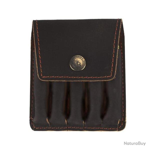 LIVRAISON OFFERTE - Pochette porte cartouches en cuir Tourbon - Noir