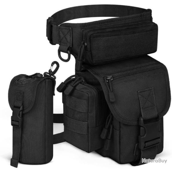 Sac de Taille Cuisse Banane Tactique Multifonction Randonn�e P�che Chasse Outdoor Moto Cyclisme Noir