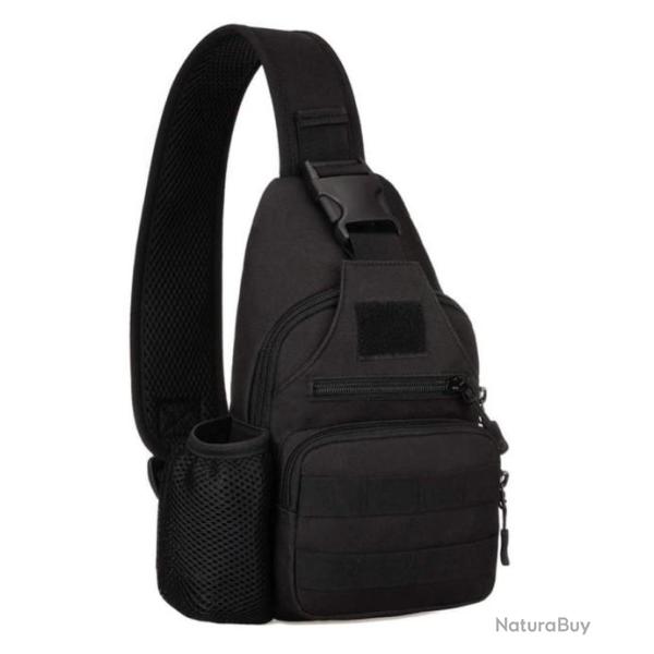 Sac de Poitrine Tactique Bandouliere Sacoche ChargementUSB V�lo Course Camping Randonn�e Voyage Noir