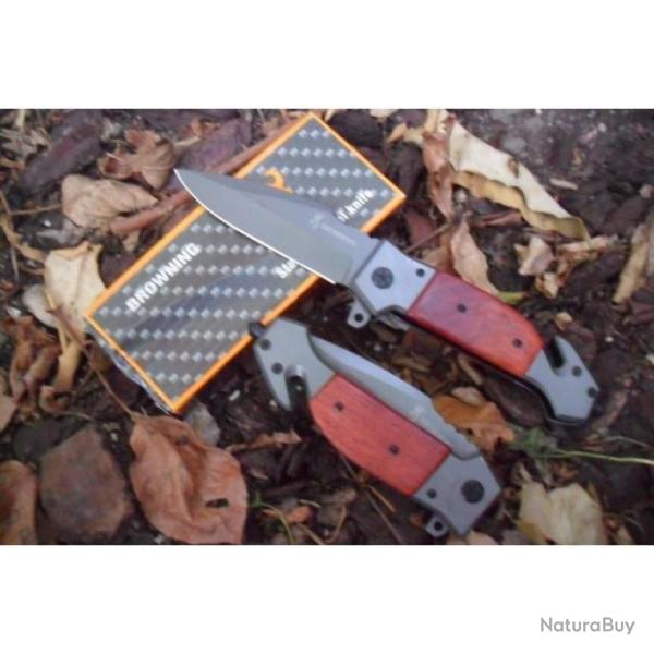 Massif Couteau De Survie Manche Bois 13 cm Outdoor