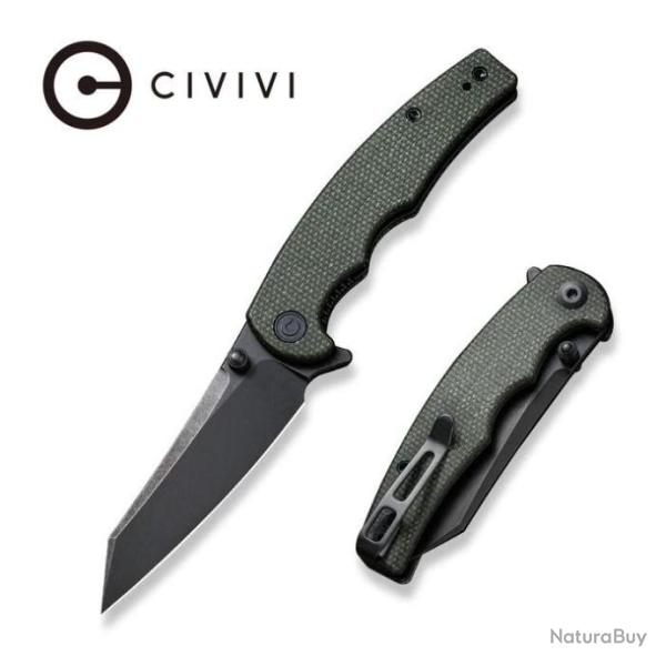 Couteau CIVIVI P87 Green Manche Micarta Lame Tanto Reverse Nitro-V IKBS Linerlock CLip CIVC210433