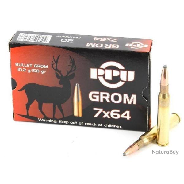 Munitions PARTIZAN calibre 7x64 Grom 158gr - 10.2g x20