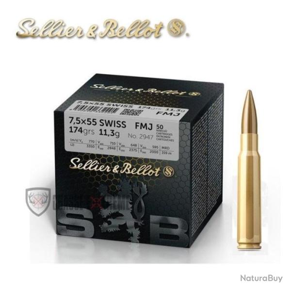 50 Munitions S&B cal 7.5�55 Swiss 174gr FMJ