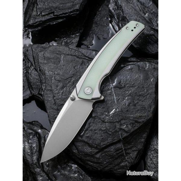 Couteau CIVIVI Teraxe Jade Lame Acier Nitro-V Bead Blasted Manche G10 IKBS Framelock Clip CIVC200362