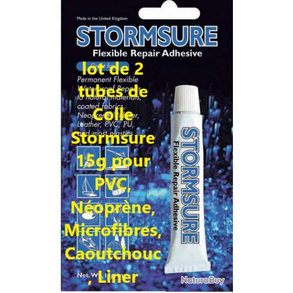 lot de 2 tubes de Colle Stormsure 15g pour  PVC, N�opr�ne, Microfibres, Caoutchouc, Liner