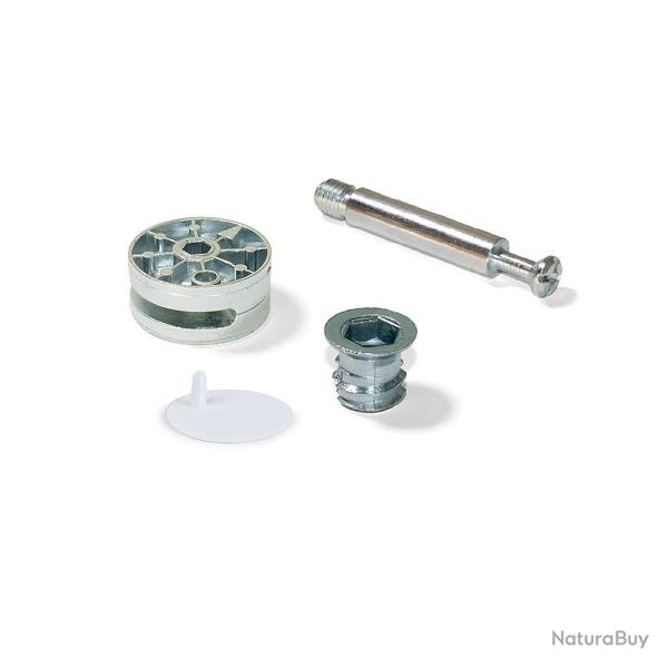 Kit d'excentriques avec �crous M8 et goujons D35mm blanc 4020615 Emuca