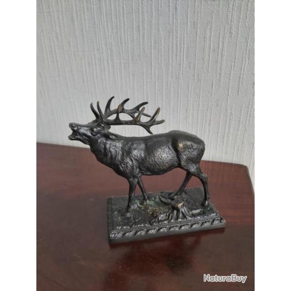 Cerf au brame, sculpture bronze , XIX �me si�cle