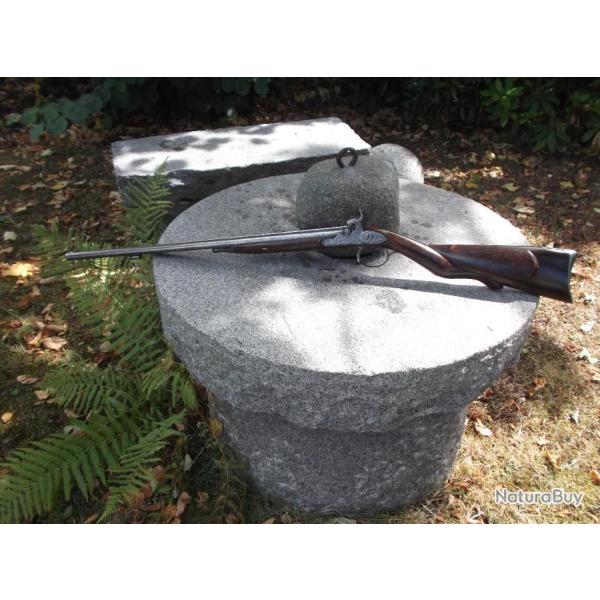 FUSIL JUXTAPOSE LEFAURE A PARIS 1850 - 1872  A PLATINES CALIBRE 24  DOUBLE CANON A PERCUSSION  !!!