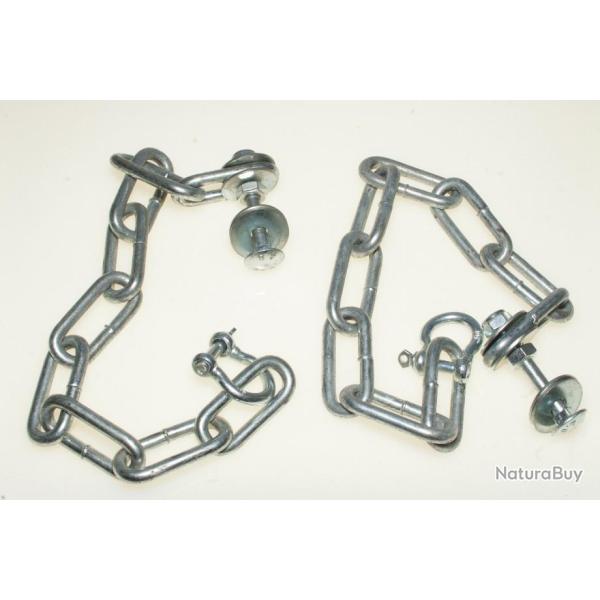 Suspensions pour gong : 2 chaines en acier 50 cm , manilles et fixations