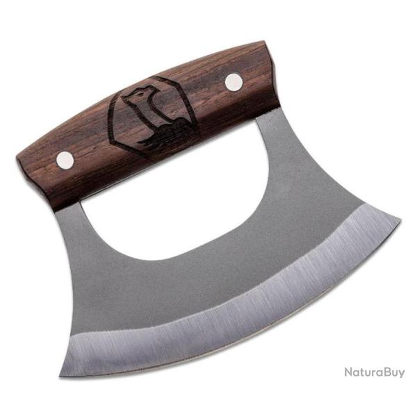 Couteau D'Esquimau Condor Ulu Lame Acier Carbone 1075 Manche Noyer Etui Cuir Salvador CTK500760HC