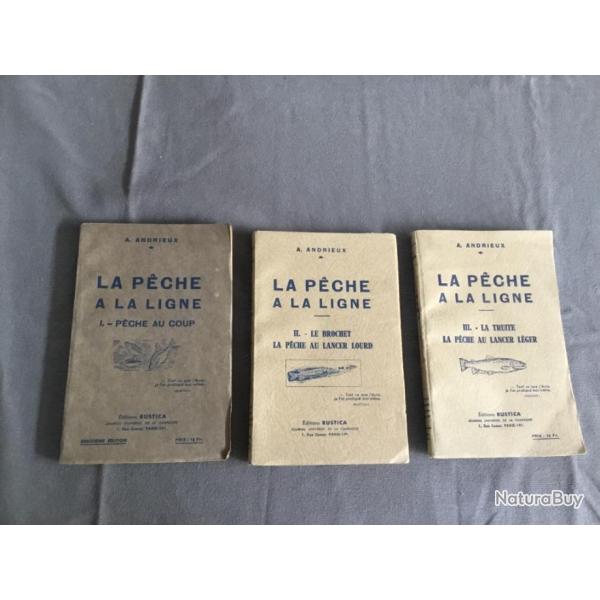 Lot de 3 livres de p�che de collection � ANDRIEUX