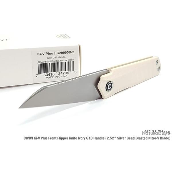 Couteau CIVIVI Ki-V Plus Ivory Manche G10 Lame Acier Nitro-V IKBS Linerlock Clip CIVC20005B2
