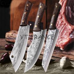 Couteau de Boucher Forg&eacute; en Inox-3pcs