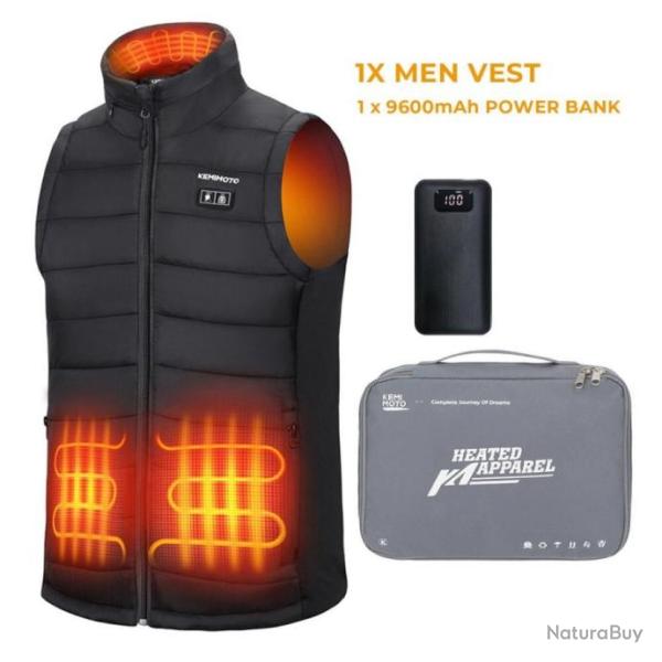 Gilet chauffant homme avec batterie 9600 mAh