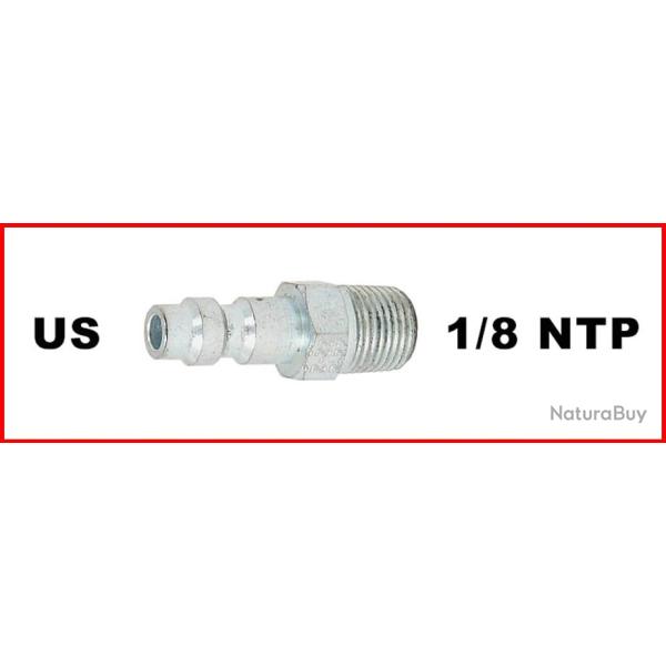 ADAPTATEUR HPA / PCP 1/8 NPT MALE AVEC CONNECTEUR TYPE US