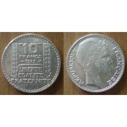 France 10 Francs 1929 Turin Argent Piece Franc