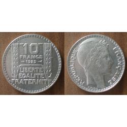 France 10 Francs 1929 Turin Argent Piece Franc