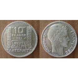 France 10 Francs 1929 Turin Argent Piece Franc