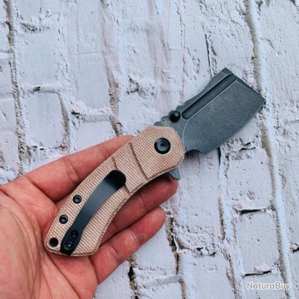 Couteau Kansept Korvid M Brown Manche Micarta Lame Acier 154CM Linerlock Clip KT2030A5