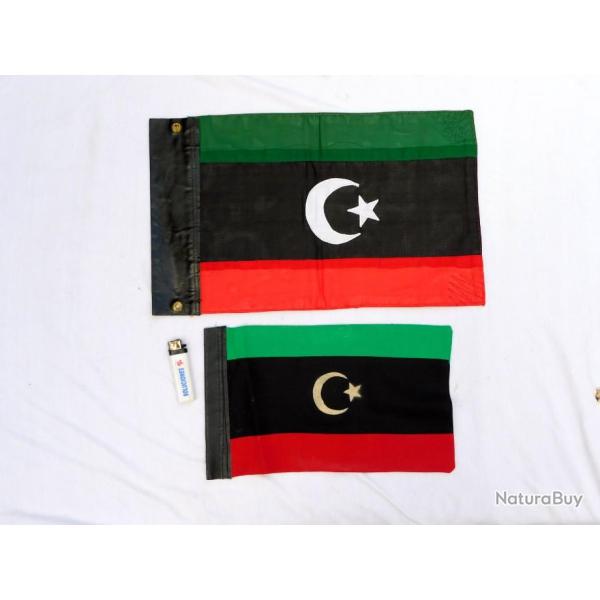 LYBIE  : 2 DRAPEAUX FANIONS VOITURE DIPLOMATIQUE / 1951 � 1969 /  #.2