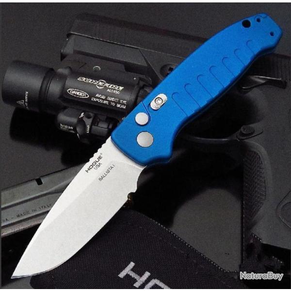 Couteau Automatique Hogue Ballista Blue AUTO Lame Acier CPM-154 Manche Aluminium Made USA HO64133