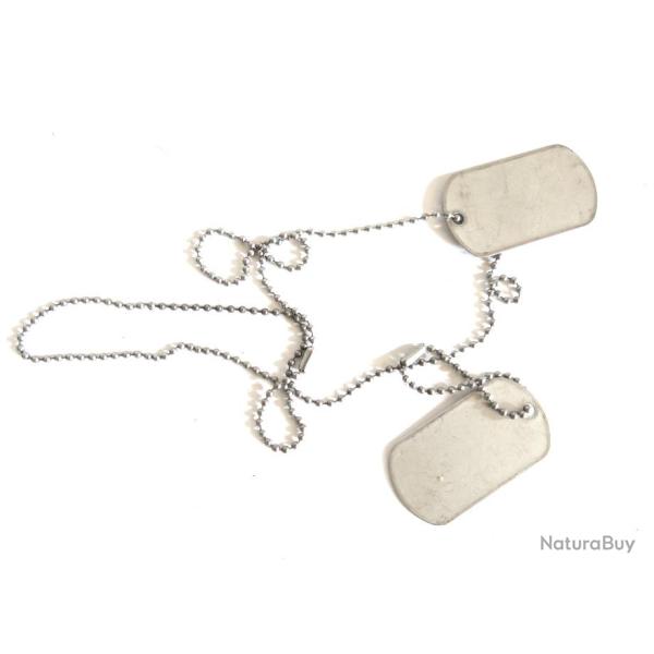 Paire de Plaques inox d'identification soldats US  avec chaines  periode US Vietnam originale BO 120