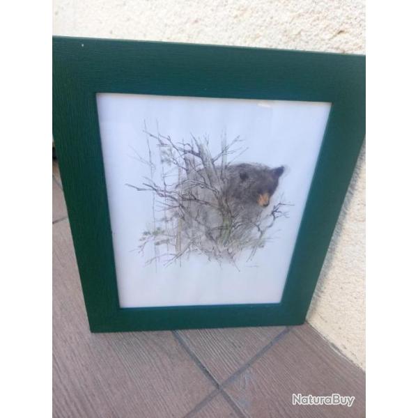 TIRAGE SIGNE : MADS  STAGE  DESSIN DE L OURS DES MONTAGNES . ARTISTE DANOIS RECONNU MONDIALEMENT .