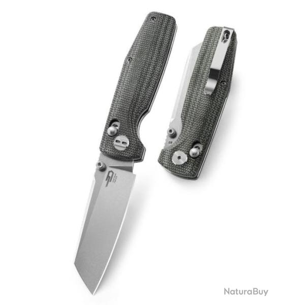 Couteau Bestech Slasher Green Manche Micarta Lame Acier D2 IKBS Axis Lock Clip BTKG43B1