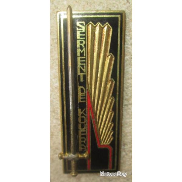 SERMENT de KOUFRA, EMIA, mail, dos guilloch, 2 anneaux