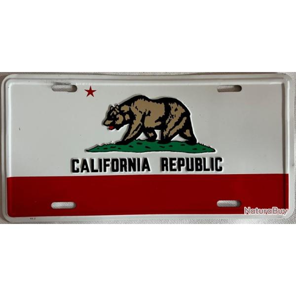 plaque Mtallique drapeau californien 30 x 15 cm