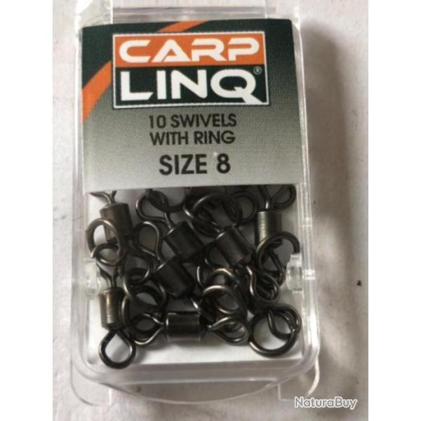 10 �merillon avec anneau N 8  Carplinq p�che carpe. Rolling  swivel with ring