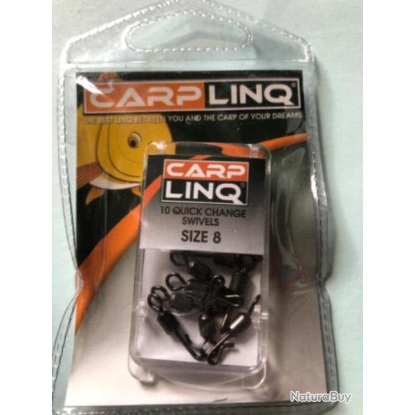 10 �merillon accroche rapide N 8  Carplinq p�che carpe. quick change swivel rolling