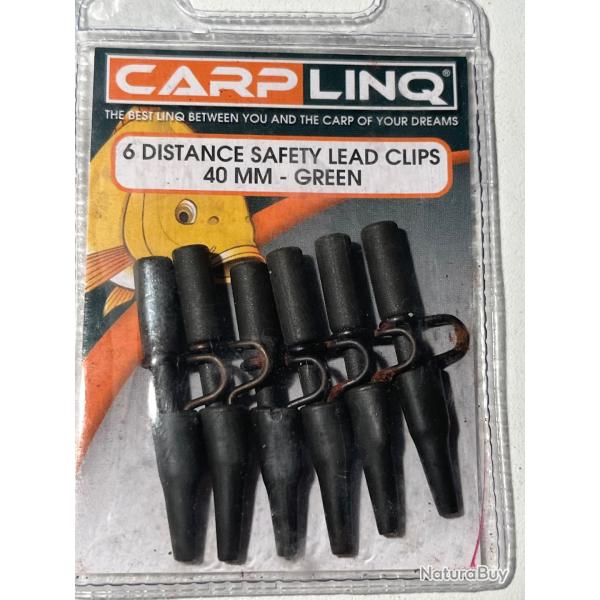 12 clip plomb m�tal +rubber tail 40 mm vert.distance safety lead clip P�che carpe Carplinq OCCASION