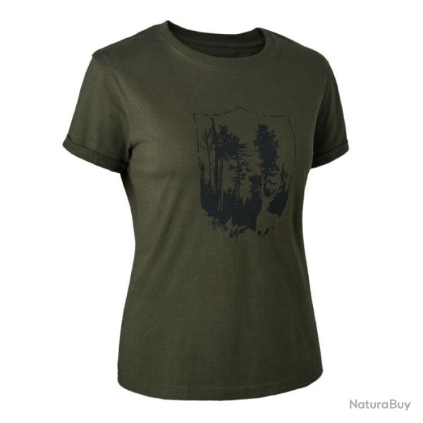 Tshirt l�ger DeerHunter Lady shield Bark Green