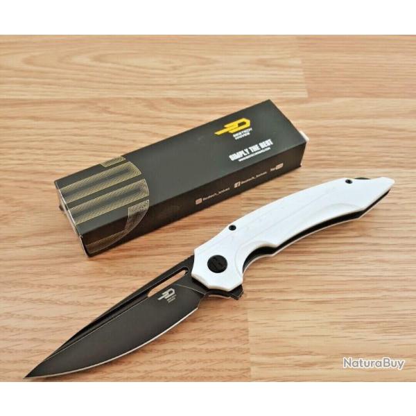Couteau Bestech Ornetta White Lame Acier N690 Manche G10 IKBS Linerlock CLip BTKG50E