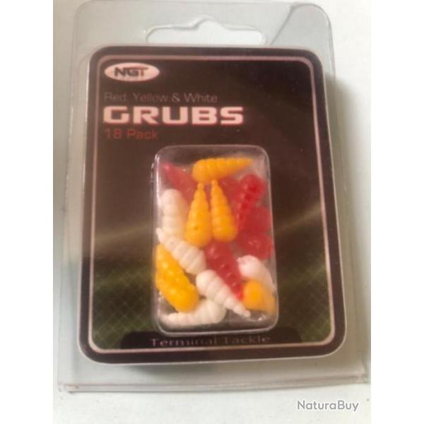 18 asticot plastique imitation app�t artificiel rouge blanc jaune maggot p�che truite. Ngt